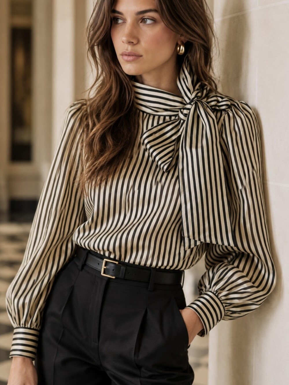 Sezane Elyes Blouse in stripe jacquard Size 34 USA Size 2